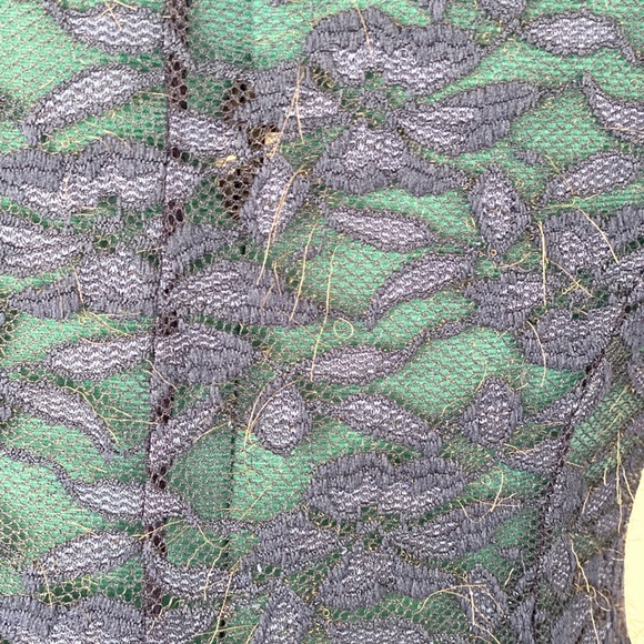 SOLD NAVY BLUE lace peplum see-through blouse Size S - Picture 5 of 9